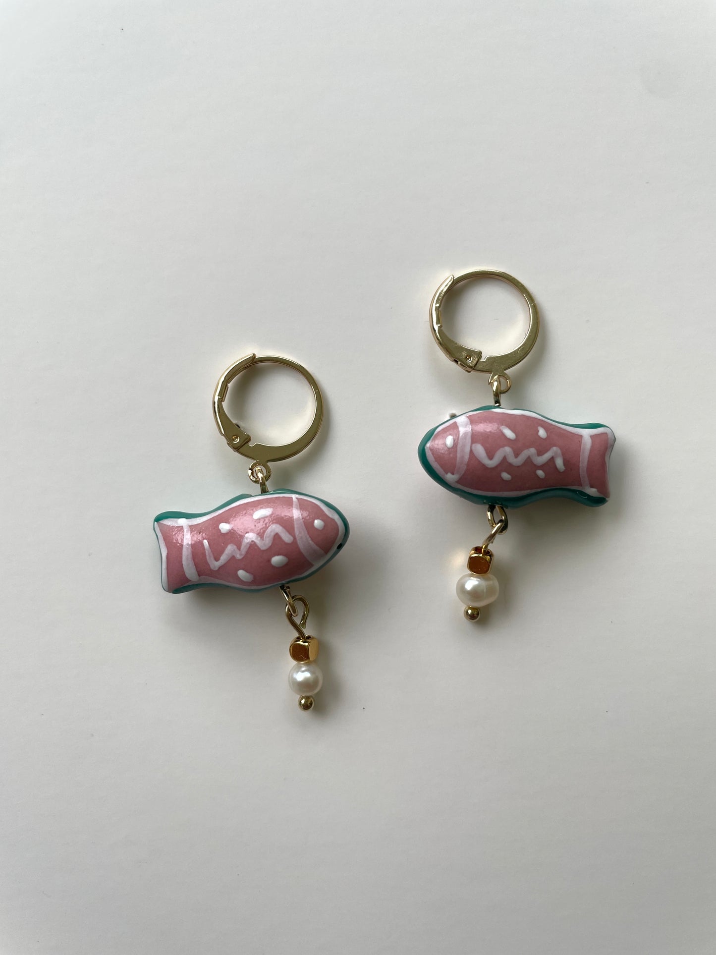 Ceramic fish earrings gold plated