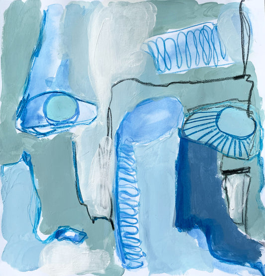 x painting abstract - 'blue mind'