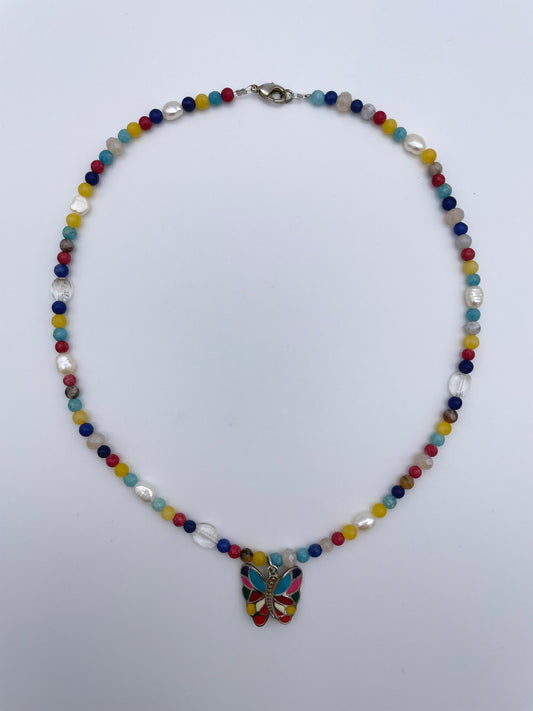 Upcycling necklace PRIDE BUTTERFLY