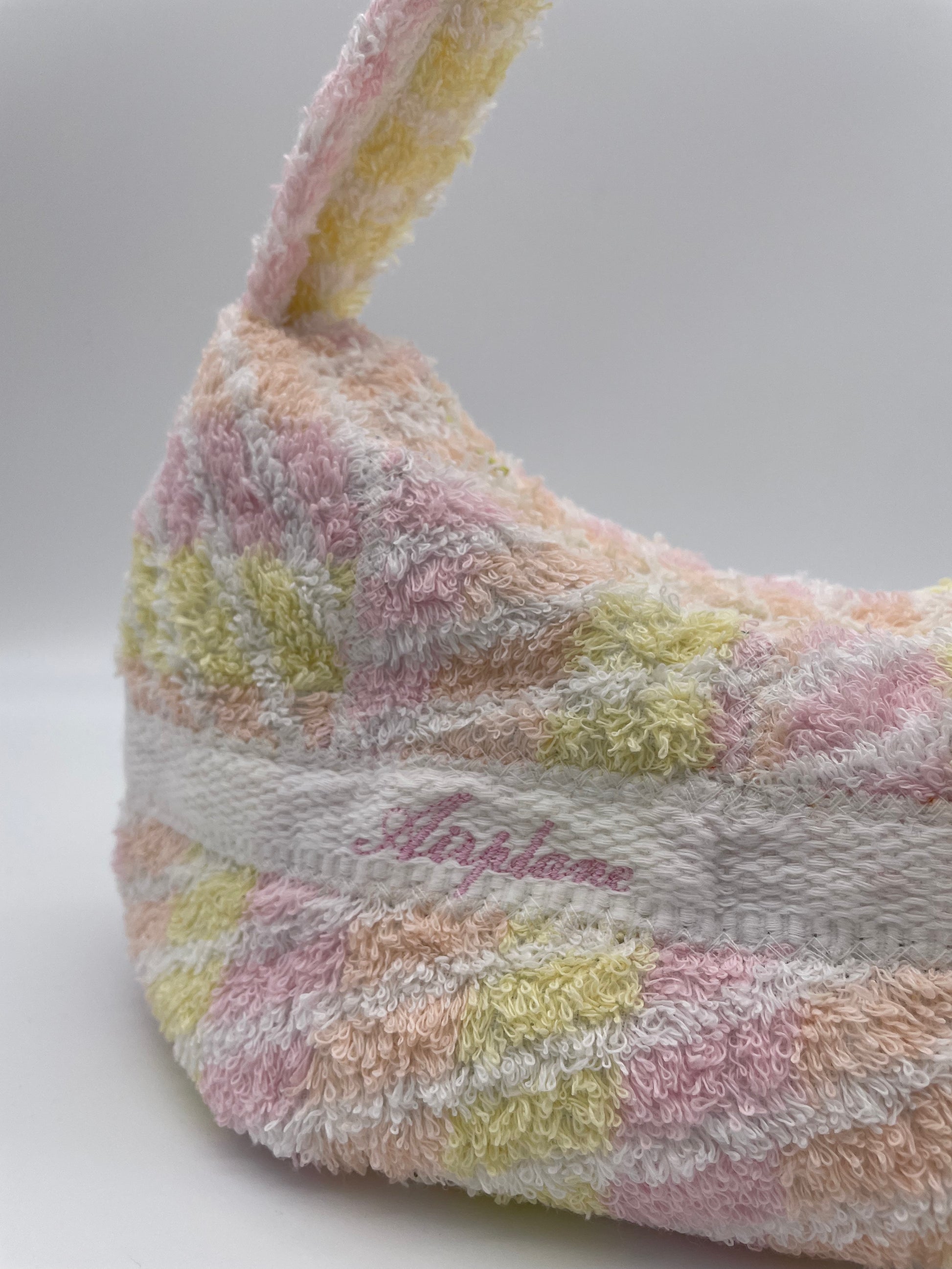 terry towel upcycling bag fabric handmade bag airplane pink