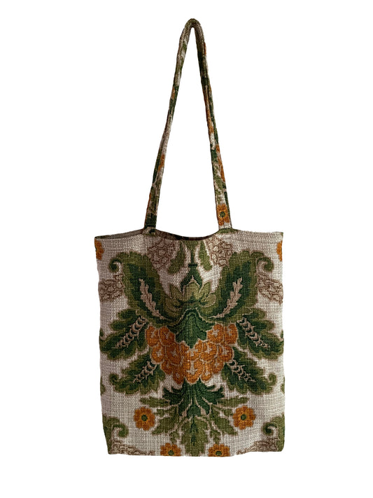 Upcycling jute bag vintage flowers