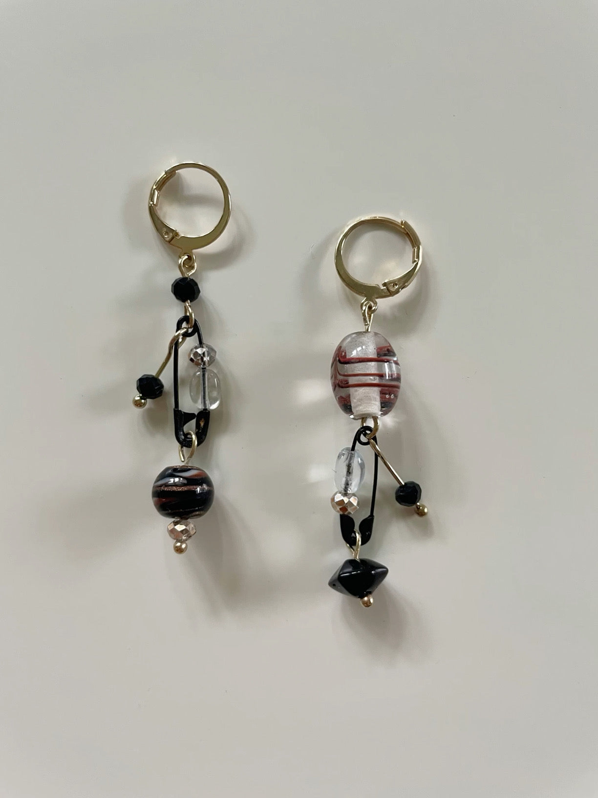 Upcycling glass drop earrings black