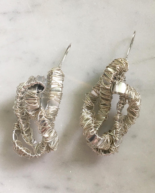 Upcycling drop earrings silver aluminum