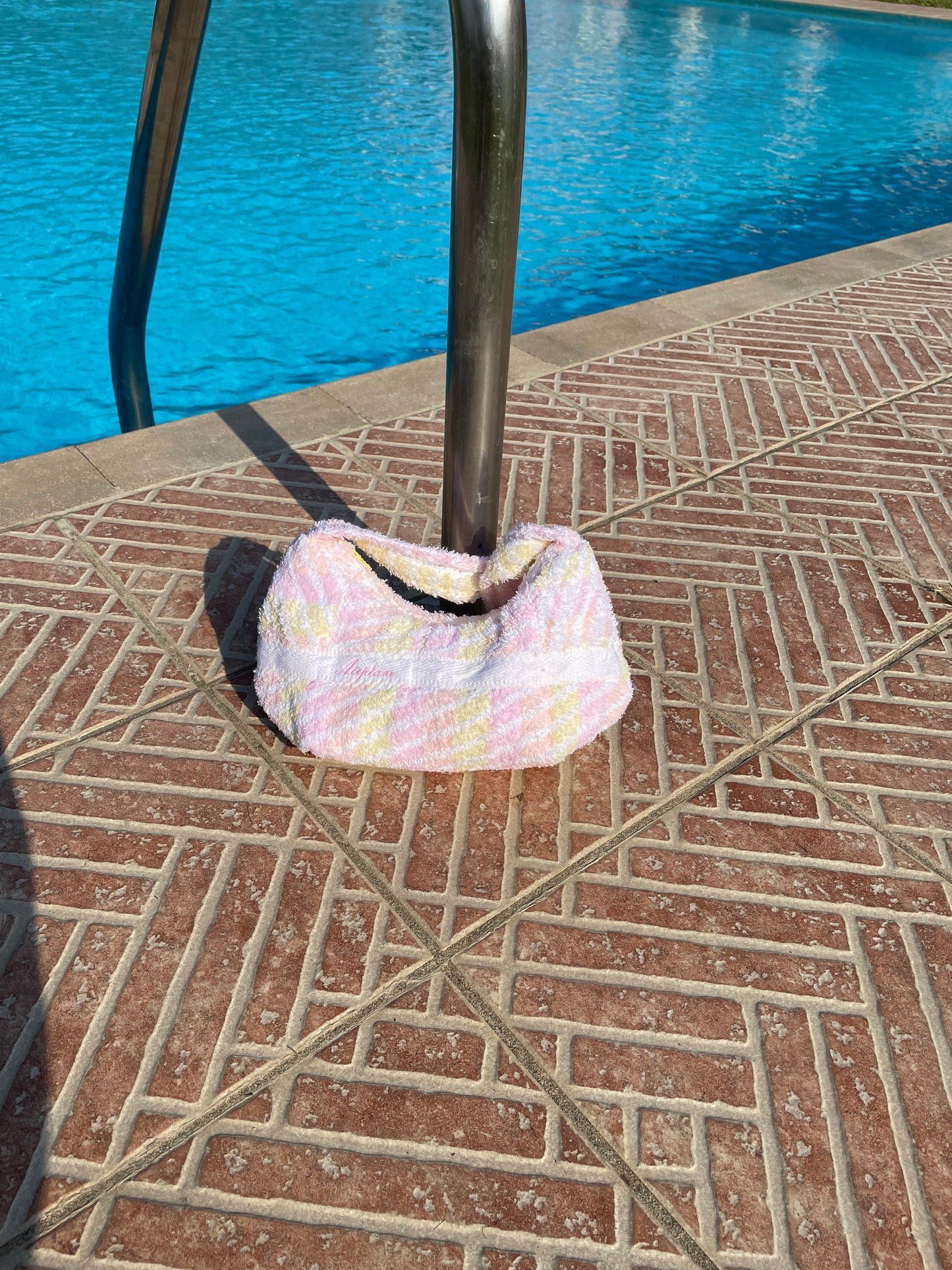 swimming pool bag beach bag vintage terry towel bag handmade