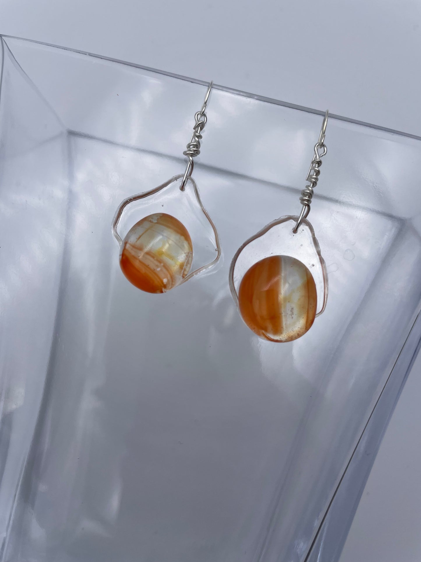 Upcycling glass drop earrings transparent