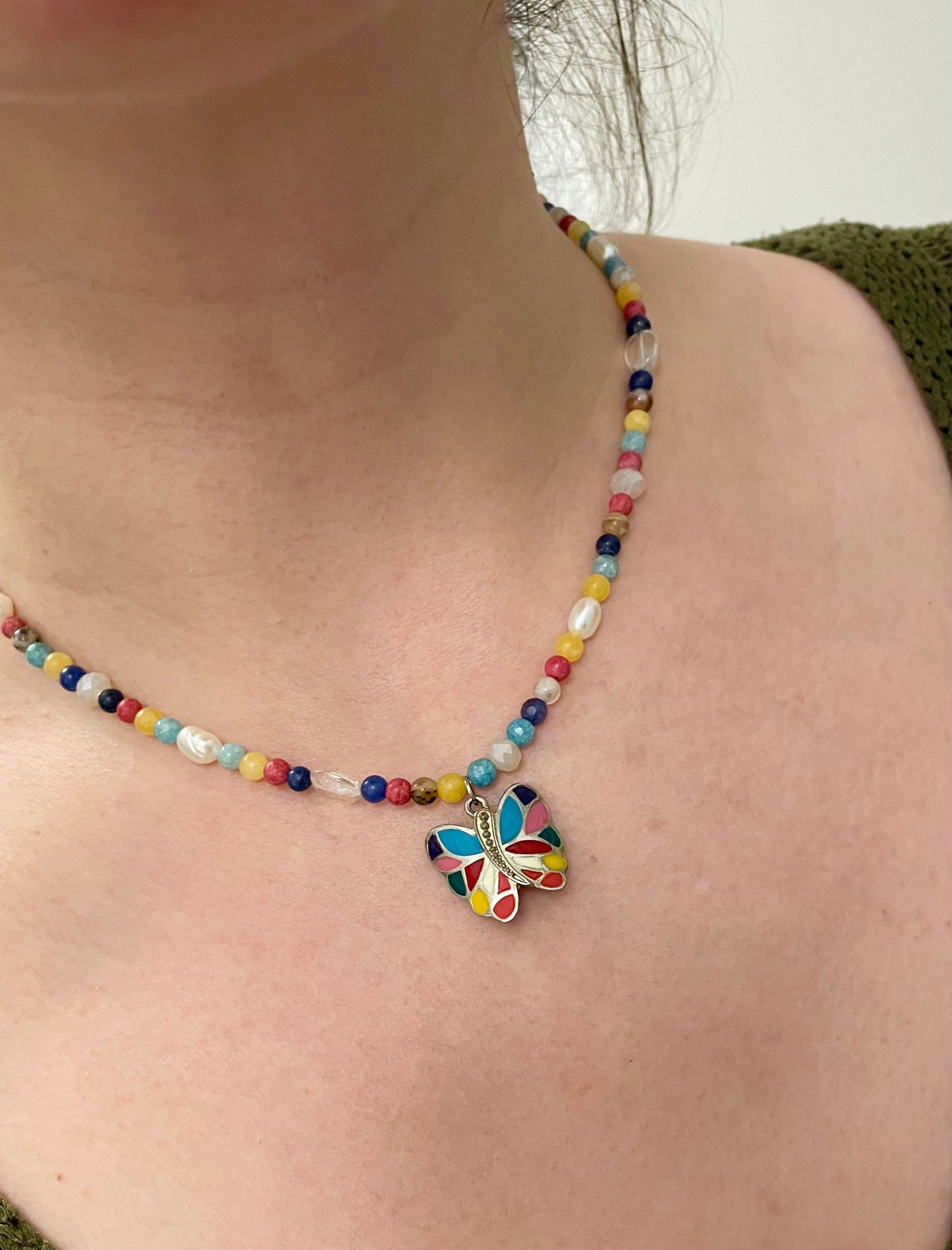 Upcycling necklace PRIDE BUTTERFLY